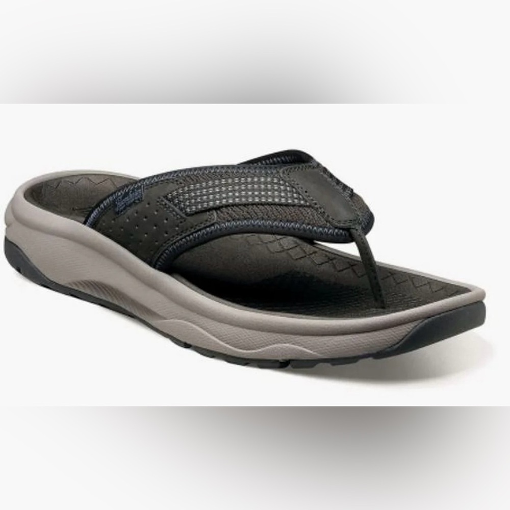 Florsheim Tread Lite Thong Sandal Navy Knit/Nubuck/White Sole 14 M (D)